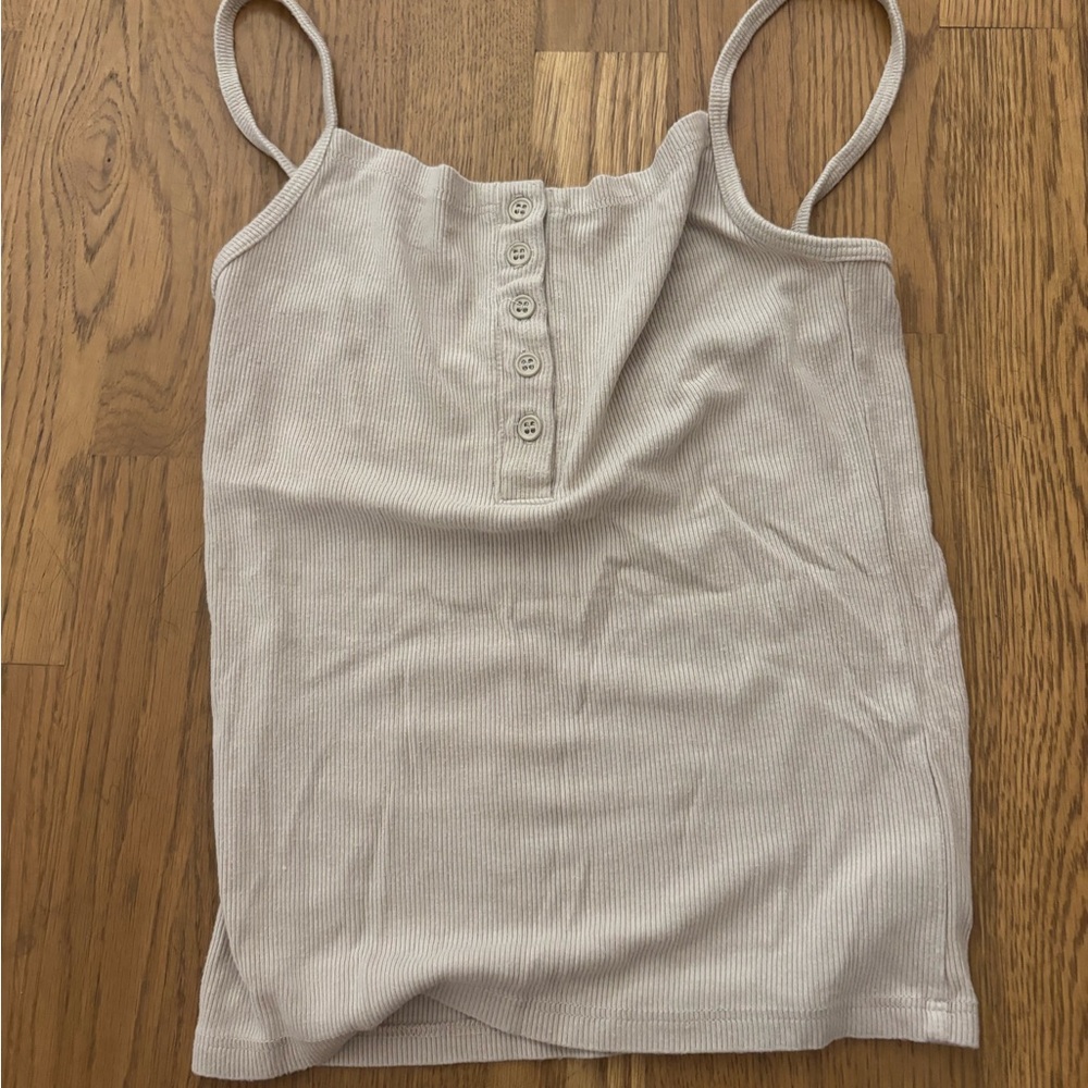 Joah brown xs Cream Button-Up Tank Top
